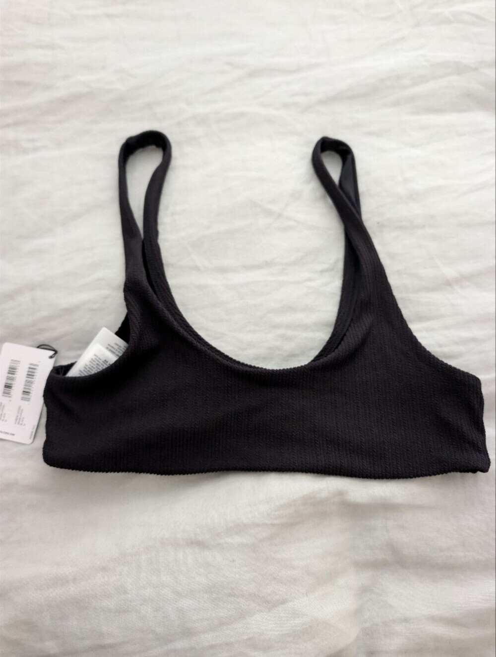 ​NWT Wolford Black Ultra Texture Crop Bikini Top Size Medium